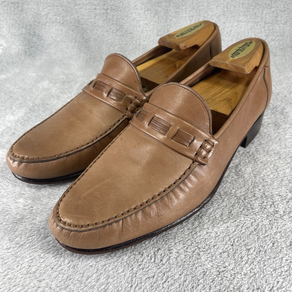 Bally Loafers Mens Size 8 Brown Leather Slip On Dress Shoes Made in Italy